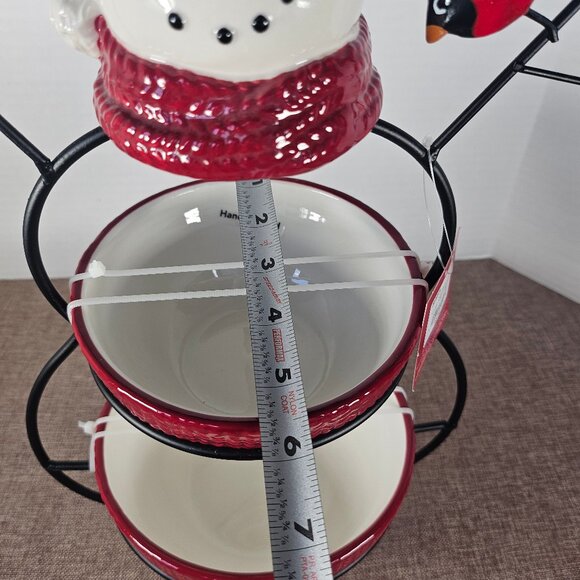 St Nicholas Square, Yuletide Snowman Two Tiered Server With Tags New Condition - Picture 10 of 12